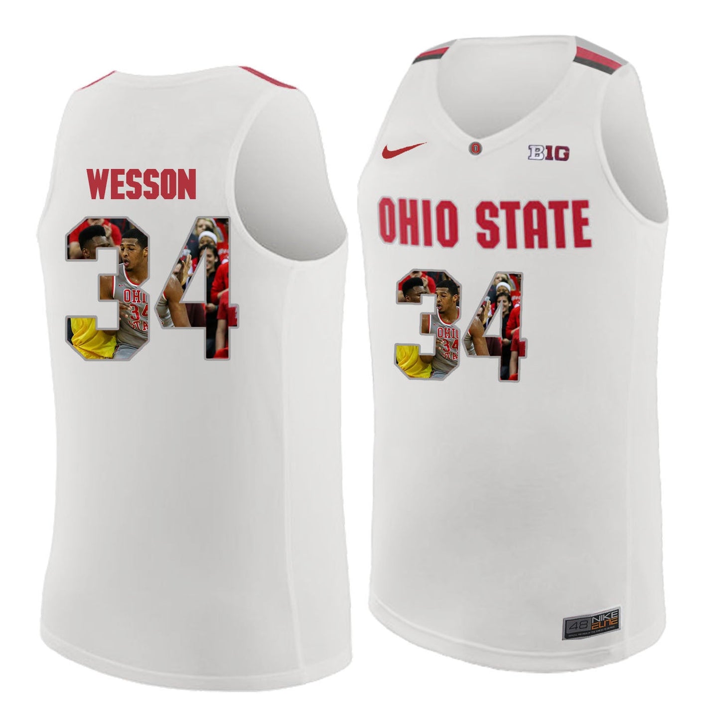 Ohio State Wesson 34 white College Football Jersey football jersey product view 1