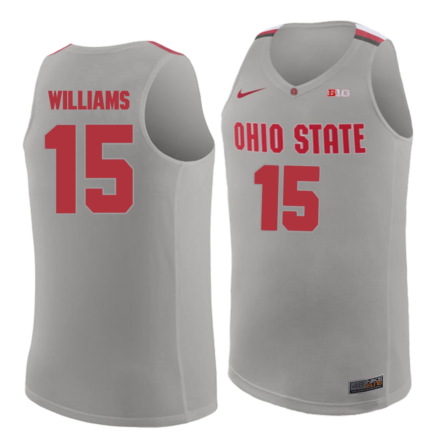 Ohio State Williams 15 Gray.2jpg College Football Jersey football jersey product view 1