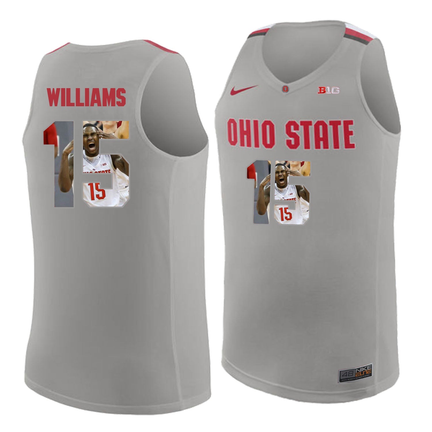 Ohio State Williams 15 Gray College Football Jersey football jersey product view 1