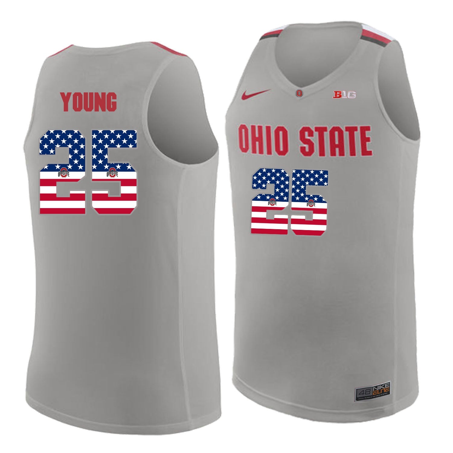 Ohio State Young 25 Gray.1jpg College Football Jersey football jersey product view 1
