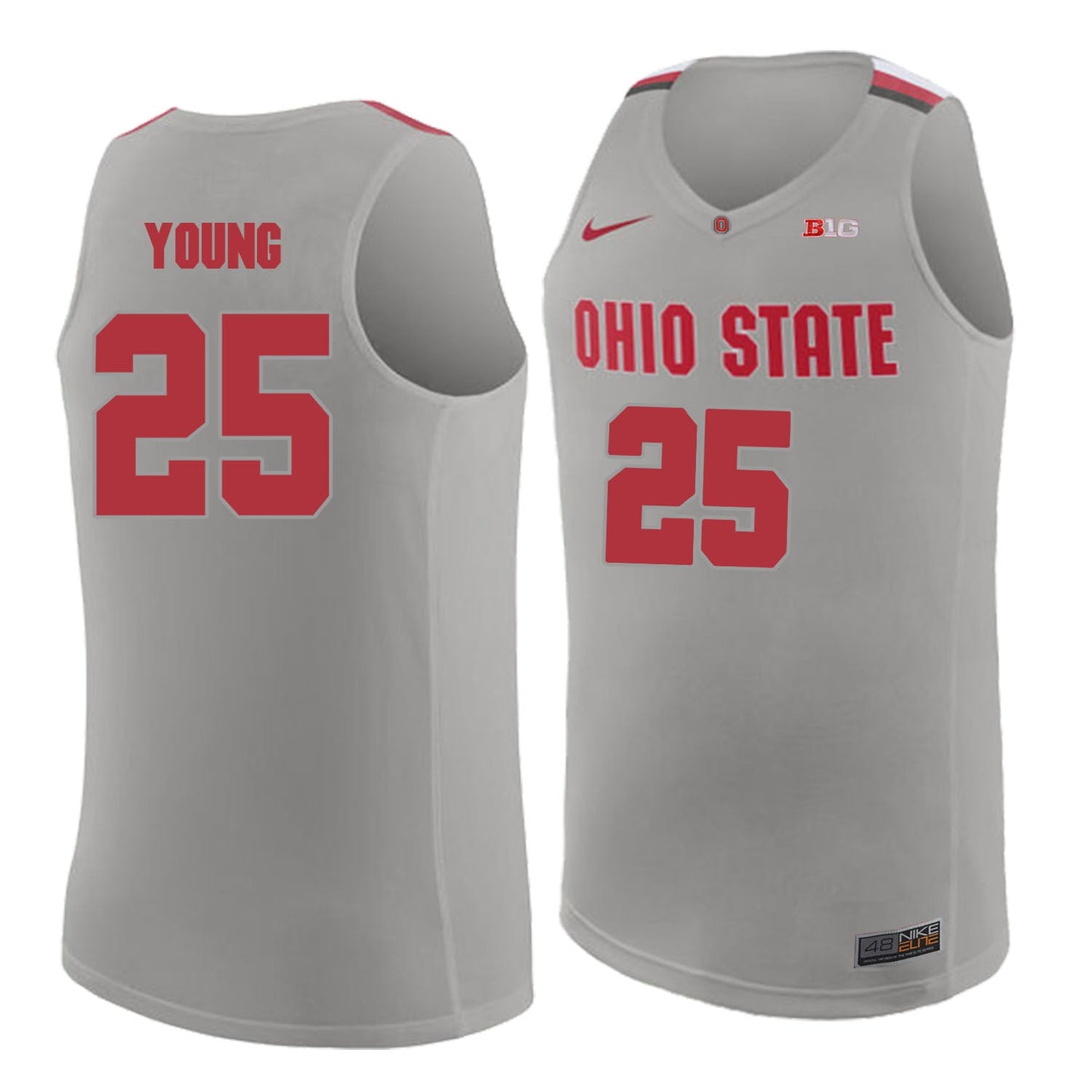 Ohio State Young 25 Gray.2jpg College Football Jersey football jersey product view 1