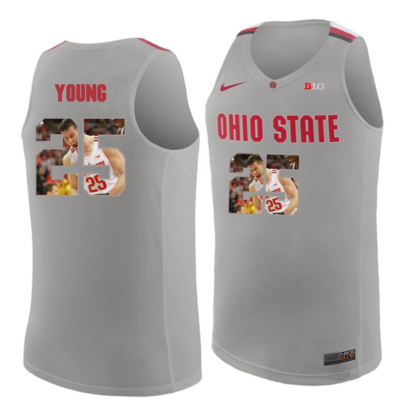 Ohio State Young 25 Gray College Football Jersey football jersey product view 1