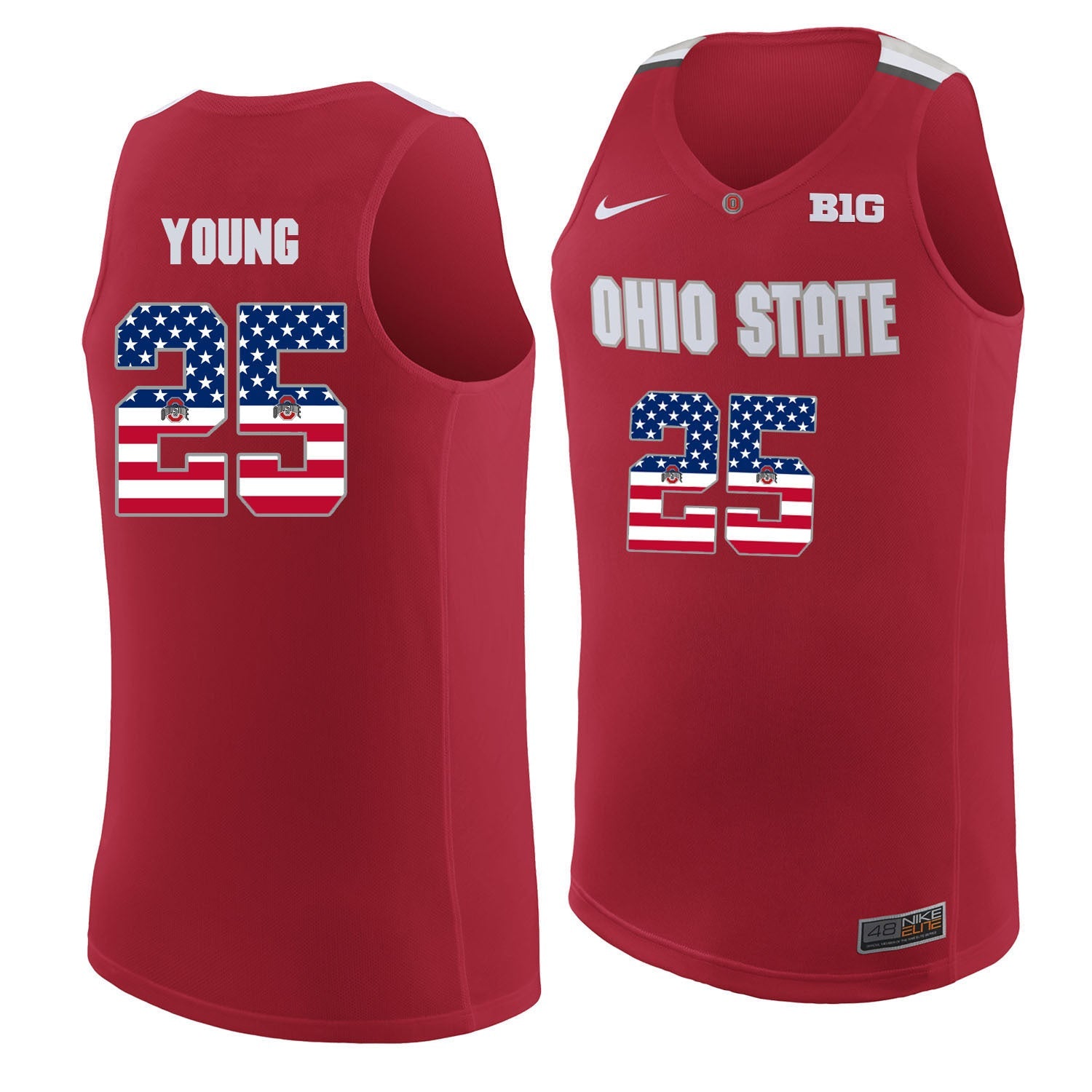 Ohio State Young 25 Scarlet.1jpg College Football Jersey football jersey product view 1