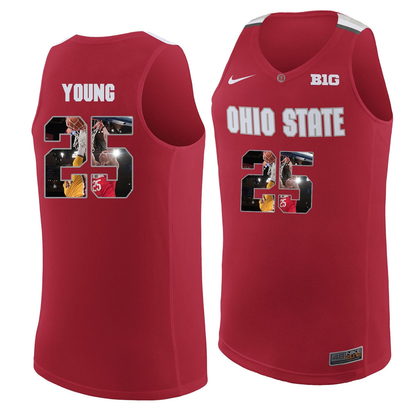Ohio State Young 25 Scarlet College Football Jersey football jersey product view 1