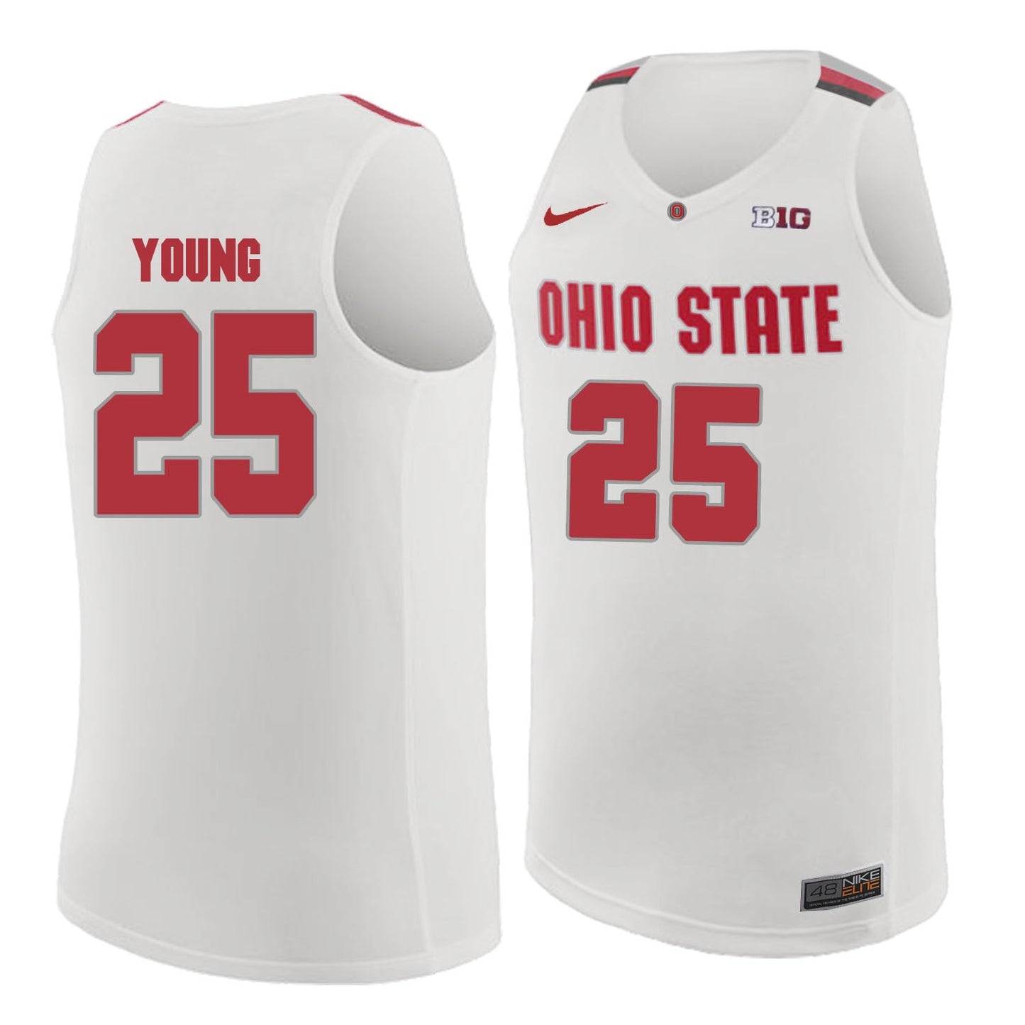 Ohio State Young 25 white.2jpg College Football Jersey football jersey product view 1