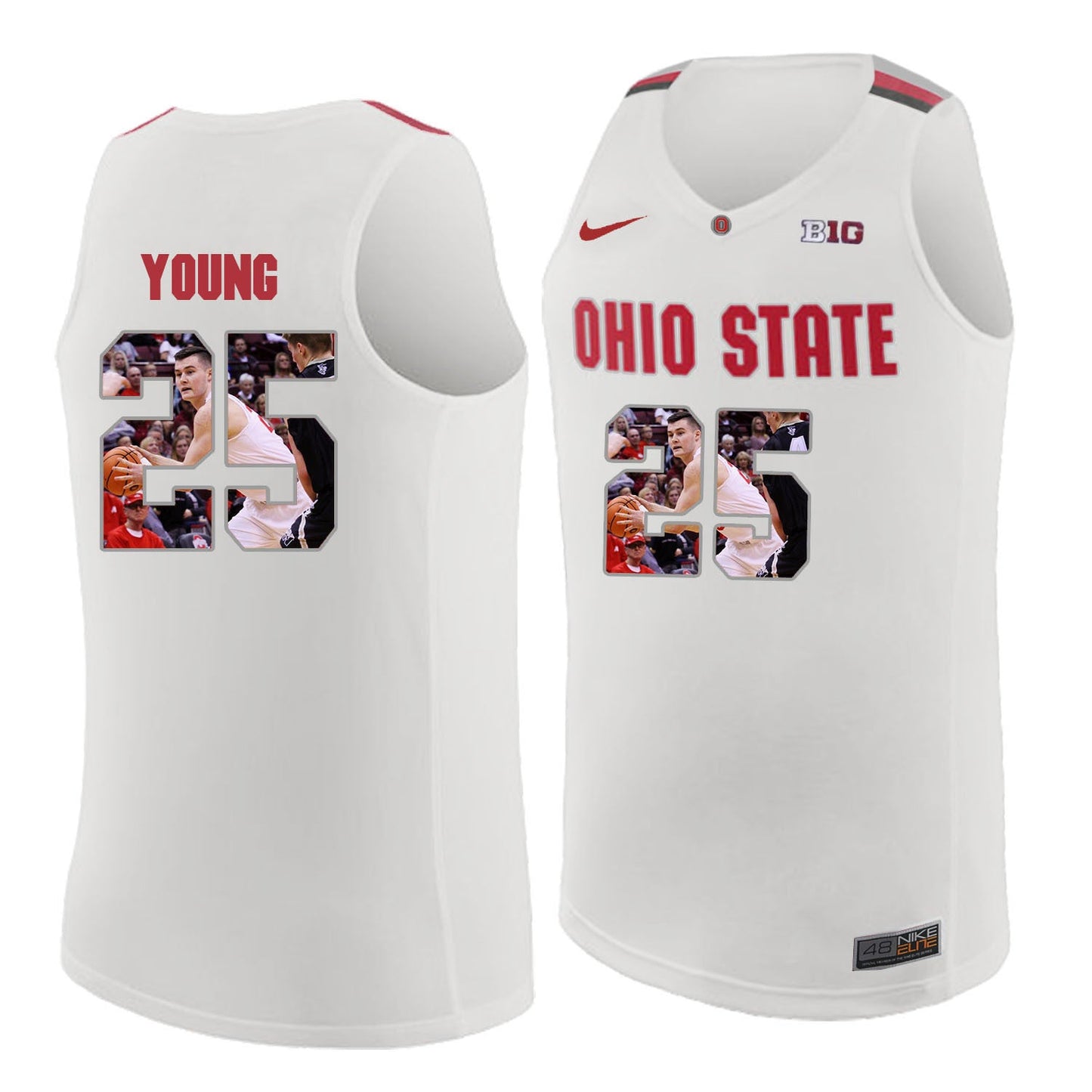Ohio State Young 25 white College Football Jersey football jersey product view 1