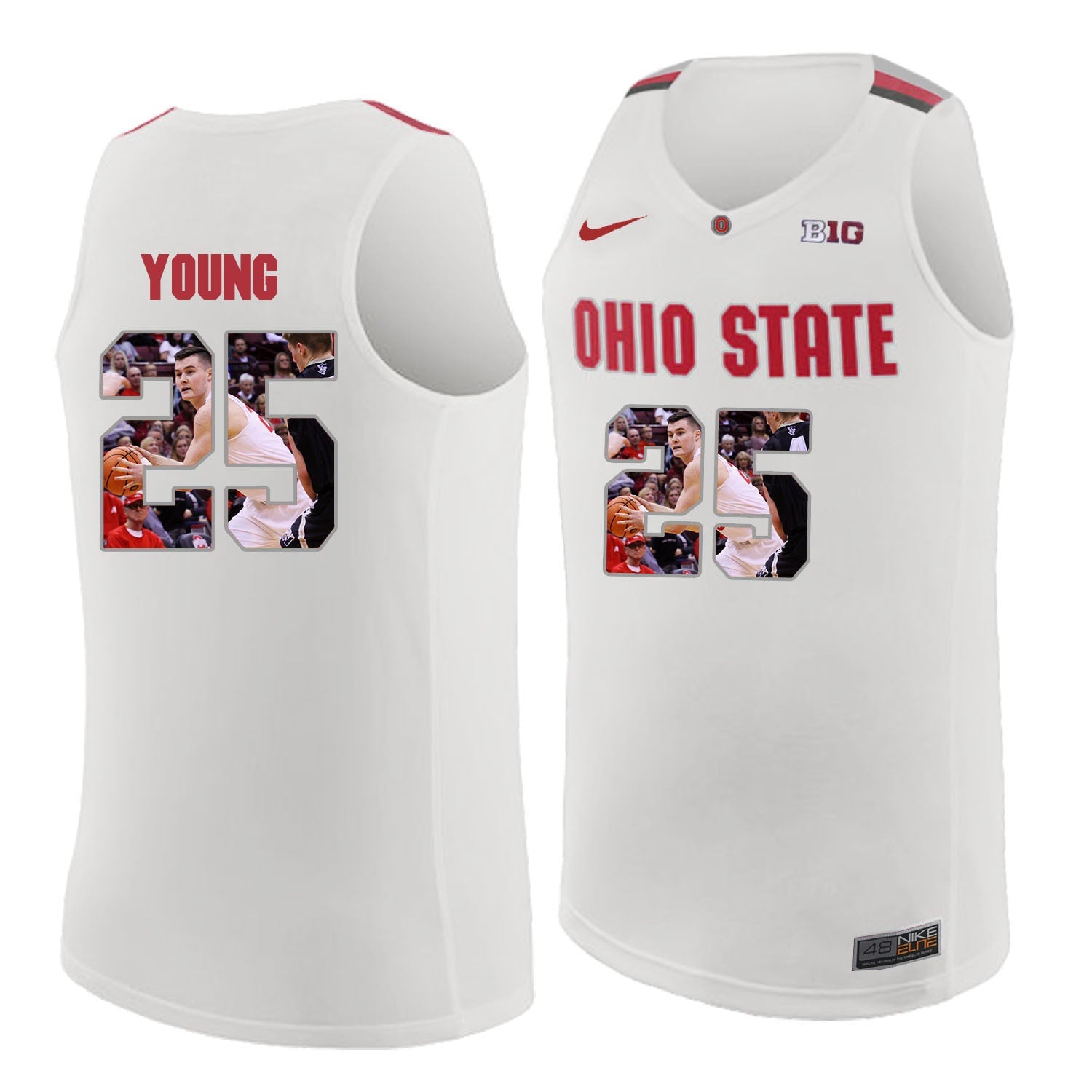 Ohio State Young 25 white College Football Jersey football jersey product view 1