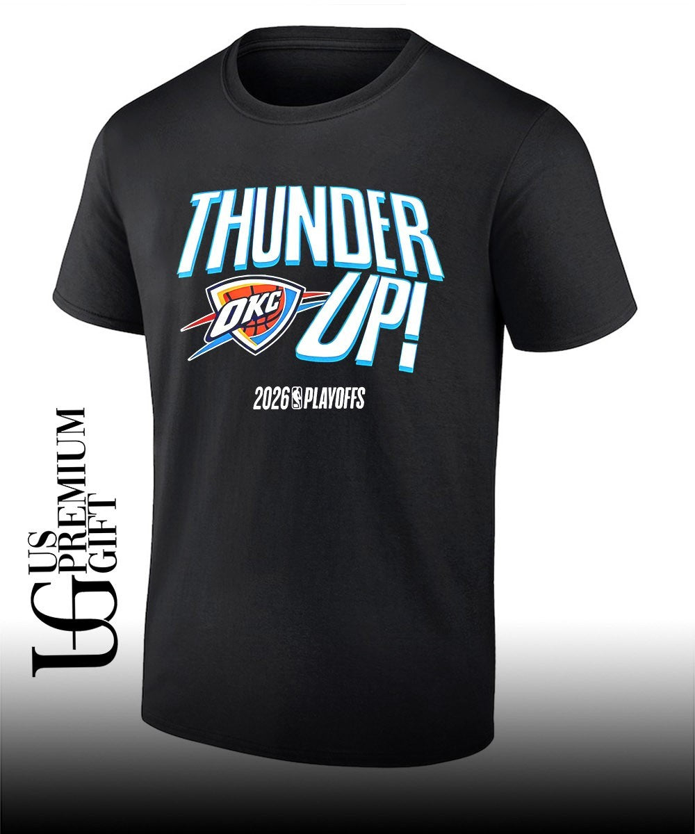 Oklahoma City Basketball Thunder Up 2026 NBA Playoffs logo shirt Unisex T-shirt, Sweatshirt, Hoodie, Long Sleeve Tee - T-Shirt, Sweatshirt, Hoodie