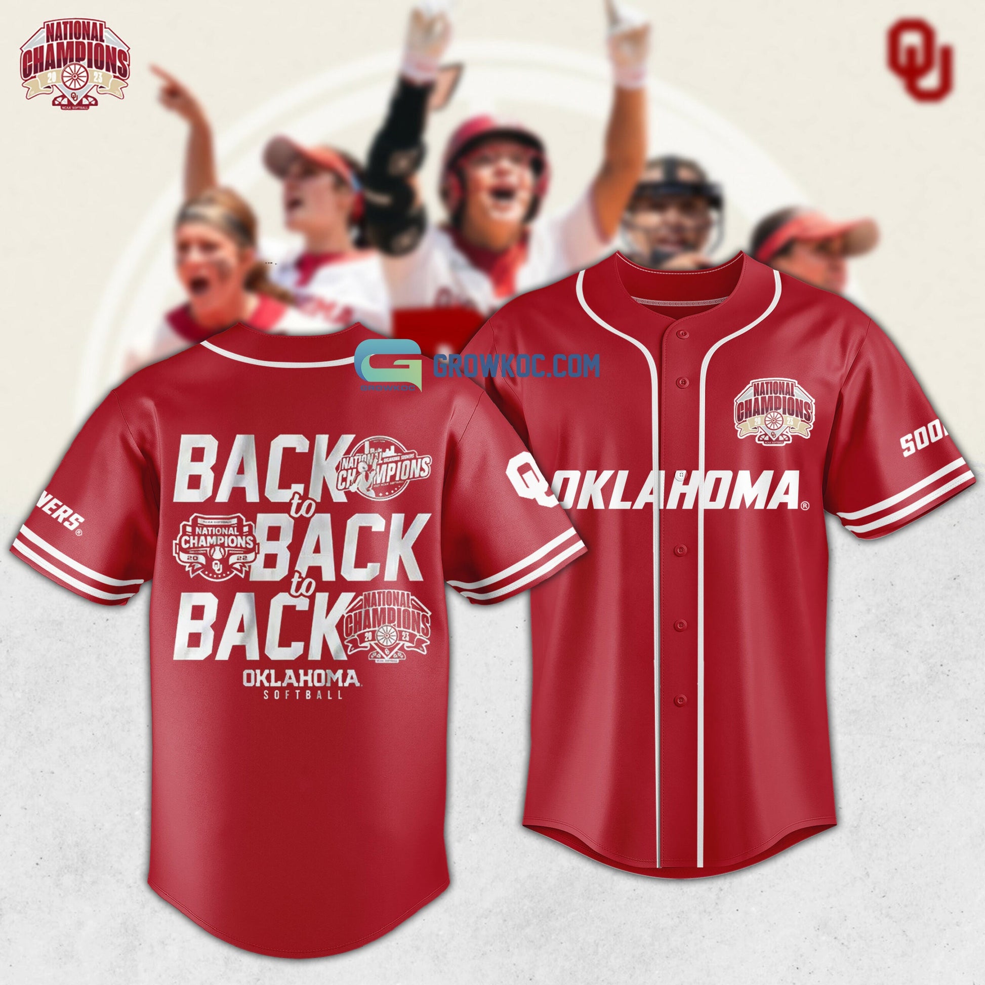 Oklahoma Sooners 7x National Champions Baseball Jersey baseball jersey product view 1