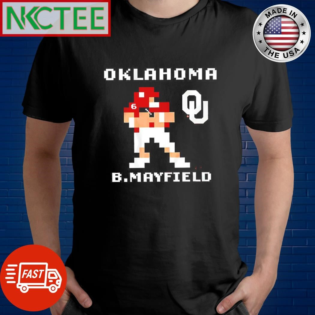 Oklahoma Sooners Football Baker Mayfield Retro Baller pixel game shirt Unisex T-shirt, Sweatshirt, Hoodie, Long Sleeve Tee - T-Shirt, Sweatshirt, Hoodie