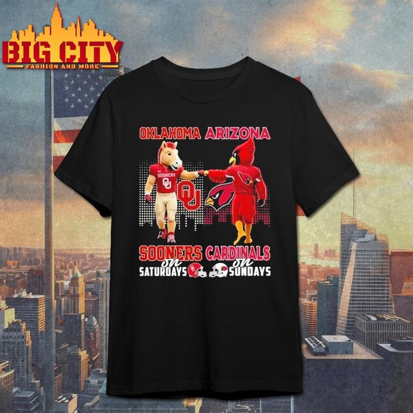 Oklahoma Sooners On Saturdays X Arizona Cardinals On Sundays Mascot 2025 Shirt Unisex T-shirt, Sweatshirt, Hoodie, Long Sleeve Tee - T-Shirt, Sweatshirt, Hoodie