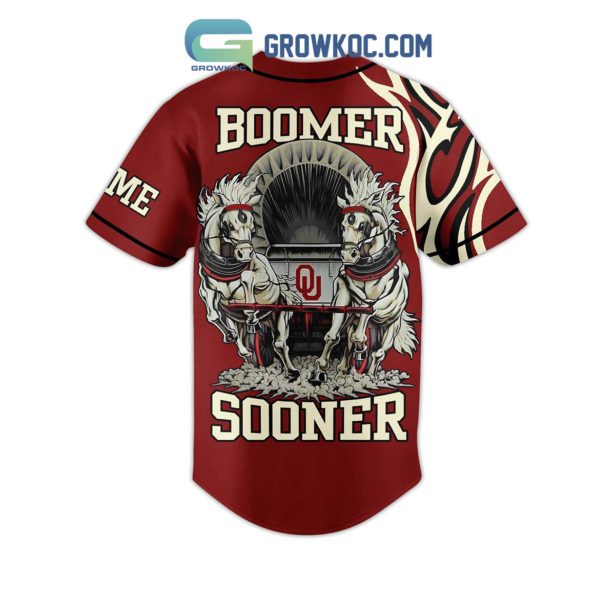 Oklahoma Sooners Schooner Personalized Baseball Jersey baseball jersey product view 3