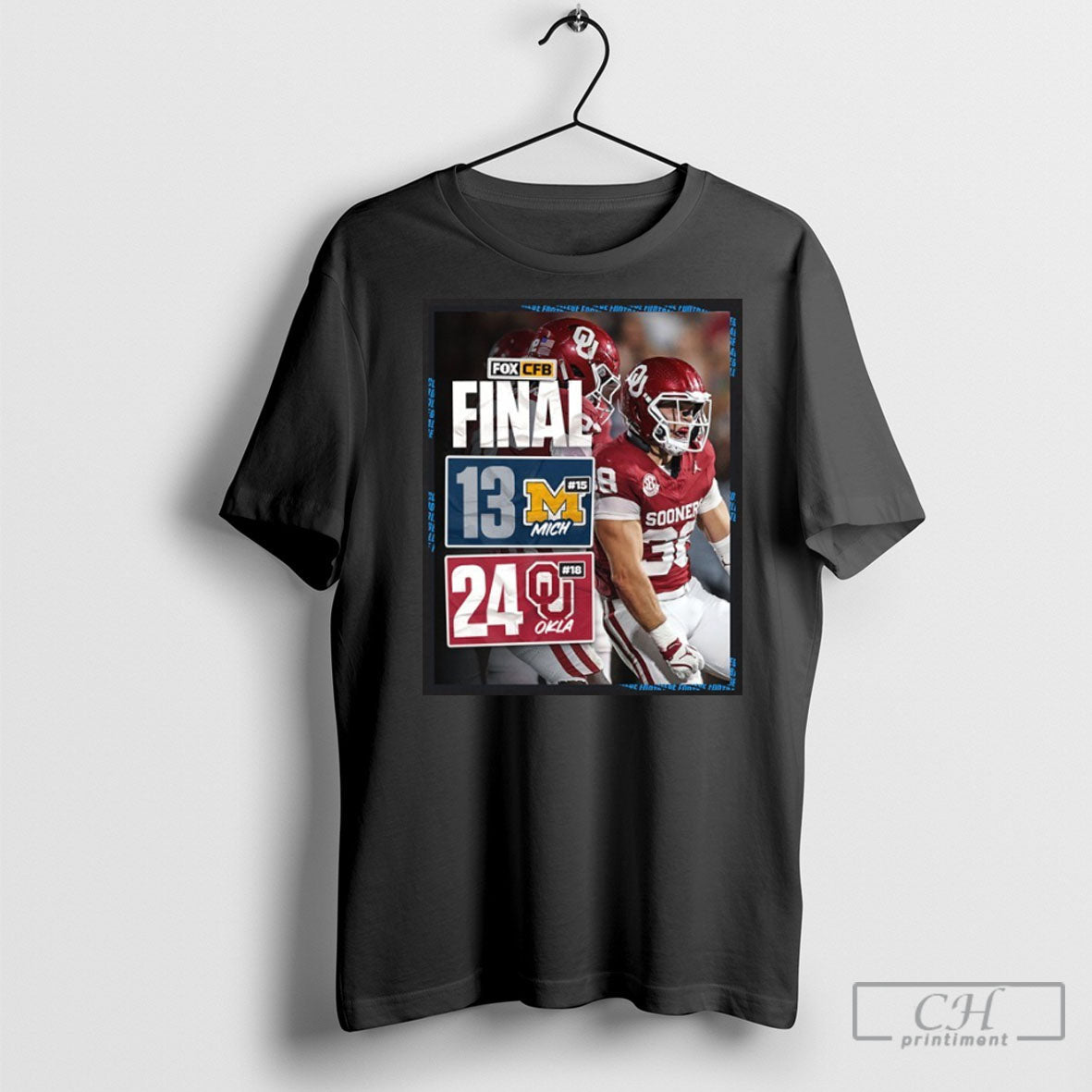 Oklahoma Sooners Win 24 13 Michigan Poster Unisex T-shirt, Sweatshirt, Hoodie, Long Sleeve Tee - T-Shirt, Sweatshirt, Hoodie