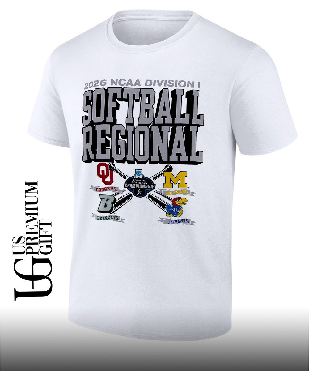 Oklahoma Sooners and Michigan Wolverines and Kansas Jayhawks and Binghamton Bearcats 2026 NCAA Division I Softball Regional logo shirt - T-Shirt, Sweatshirt, Hoodie