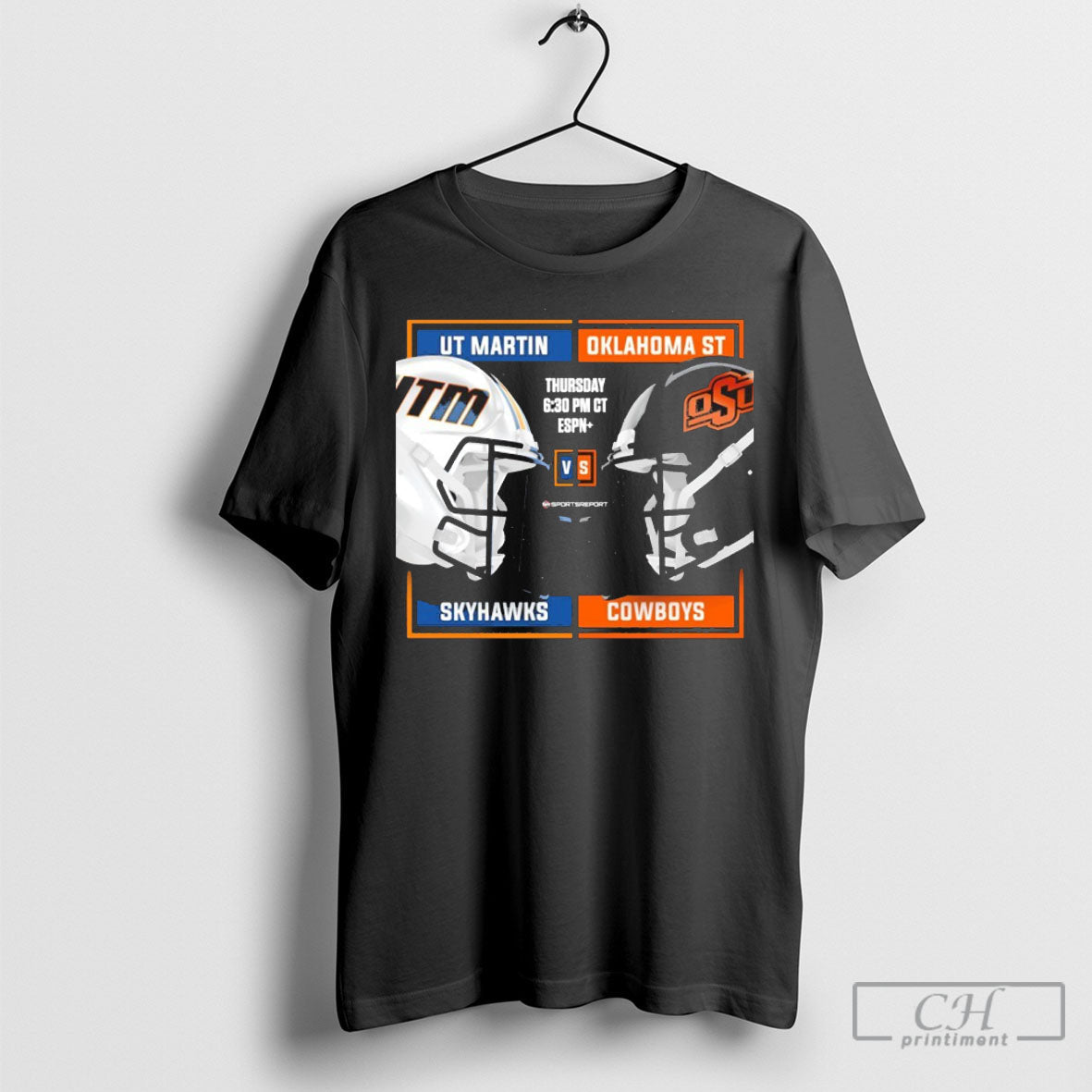 Oklahoma State Cowboys Vs Ut Martin Skyhawks 2025 Gameday Football Matchup T Shirt Unisex T-shirt, Sweatshirt, Hoodie, Long Sleeve Tee - T-Shirt, Sweatshirt, Hoodie