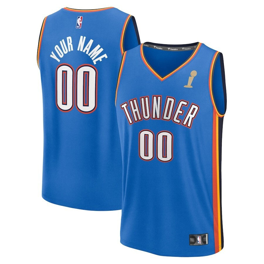 Oklahoma City Thunder 2025 NBA Finals Champions Fast Break Replica Custom Jersey - Blue - Icon Edition basketball jersey product view 1
