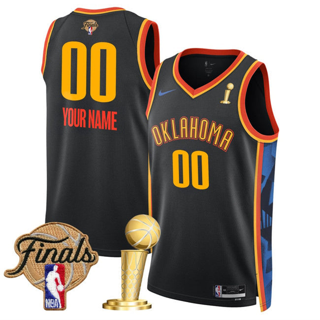 Oklahoma City Thunder Active Player Custom Black 2025 Finals Patch And Finals Basketball Jersey basketball jersey product view 1