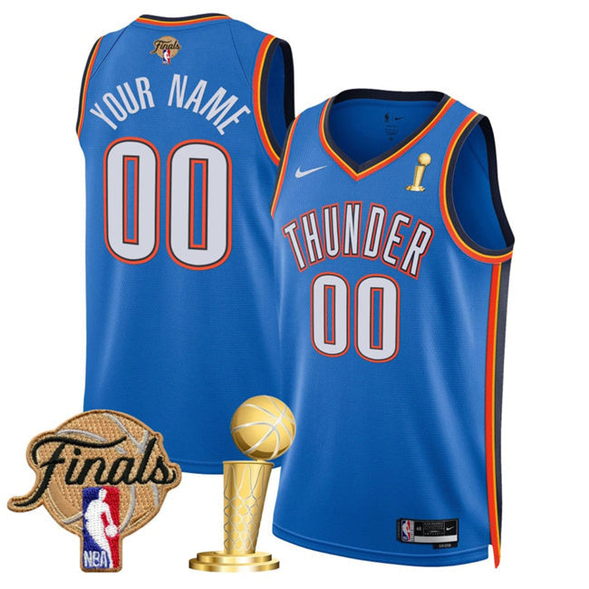 Oklahoma City Thunder Active Player Custom Blue 2025 Finals Patch And Finals Basketball Jersey basketball jersey product view 1