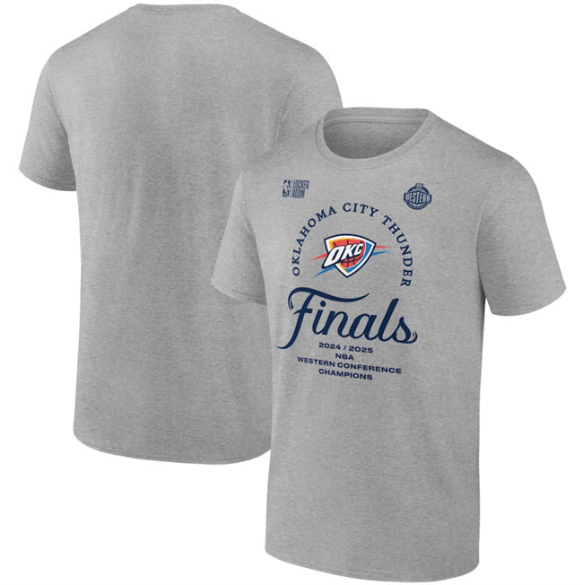 Oklahoma City Thunder Heather Gray 2025 Western Conference Champions Lockers Basketball Jersey basketball jersey product view 1