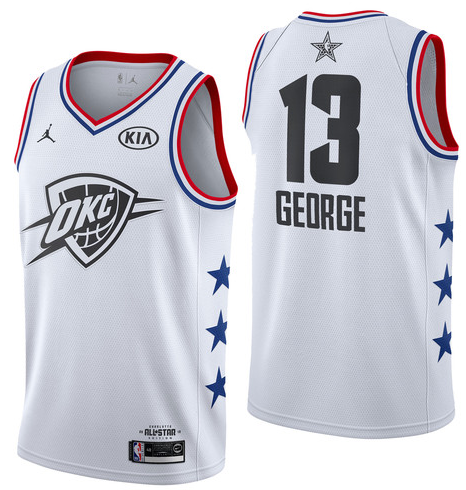 Oklahoma City Thunder #13 Paul George 19 All-Star Thunder 13 # White Basketball Jersey basketball jersey product view 1