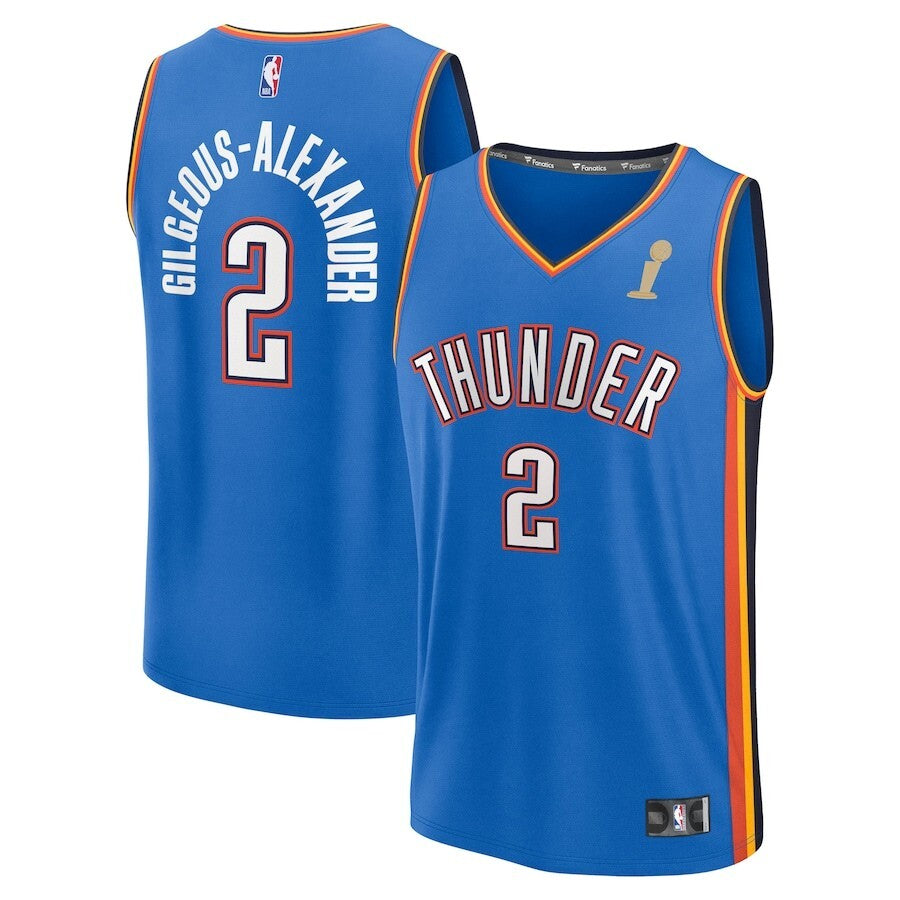 Oklahoma City Thunder #2 Shai Gilgeous-Alexander 2025 NBA Finals Champions Fast Break Replica Player Jersey - Blue - Ico basketball jersey product view 1
