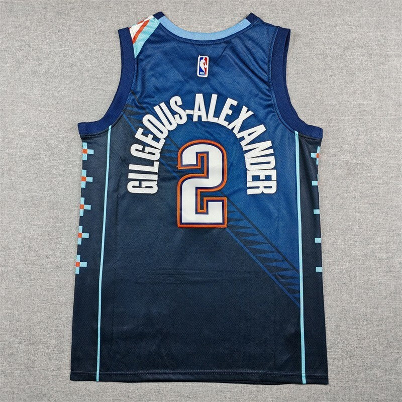 Oklahoma City Thunder #2 Shai Gilgeous-Alexander 26 Thunder 2 Blue City Edition Style 1 Basketball Jersey basketball jersey product view 1
