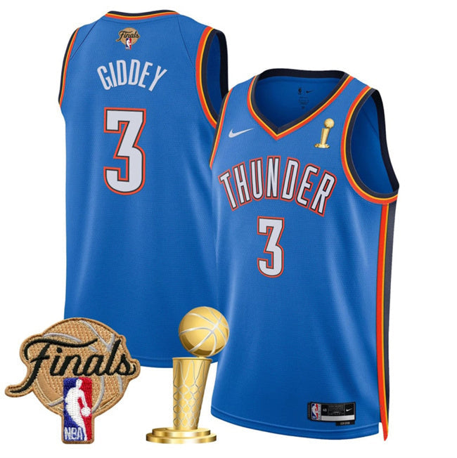 Oklahoma City Thunder #3 Dillon Jones Blue 2025 Finals Patch And Finals Champions Basketball Jersey basketball jersey product view 1