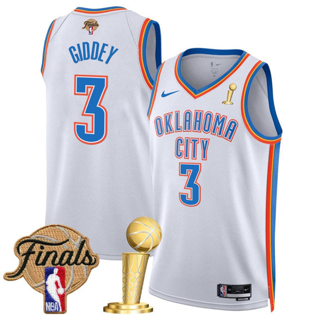 Oklahoma City Thunder #3 Dillon Jones White 2025 Finals Patch And Finals Champions Basketball Jersey basketball jersey product view 1
