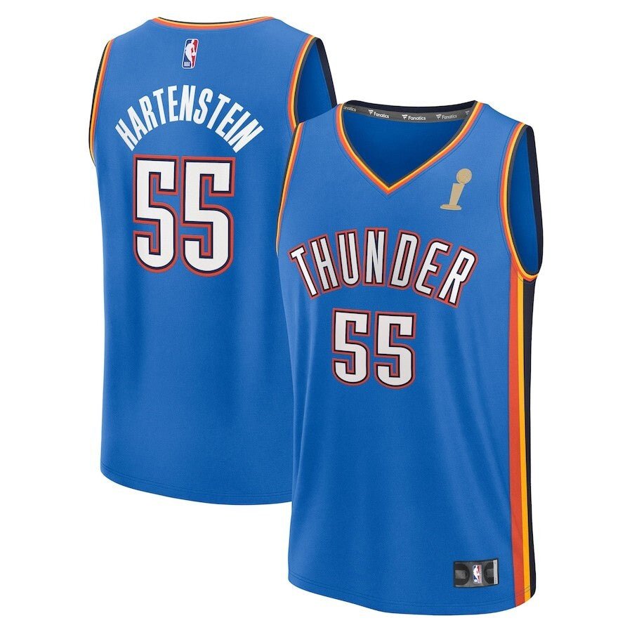 Oklahoma City Thunder #55 Isaiah Hartenstein 2025 NBA Finals Champions Fast Break Replica Player Jersey - Blue - Icon Ed basketball jersey product view 1