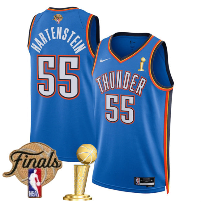 Oklahoma City Thunder #55 Isaiah Hartenstein Blue 2025 Finals Patch And Finals Basketball Jersey basketball jersey product view 1