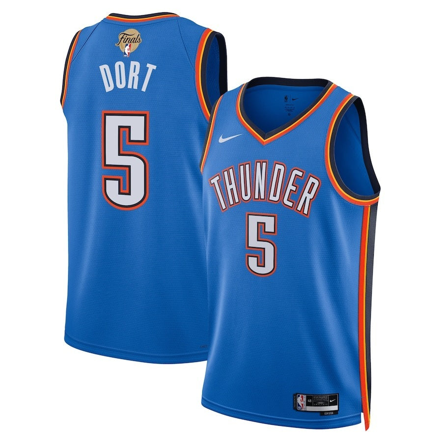 Oklahoma City Thunder #5 Luguentz Dort Unisex 2025 NBA Finals Swingman Jersey - Icon Edition - Blue basketball jersey product view 1