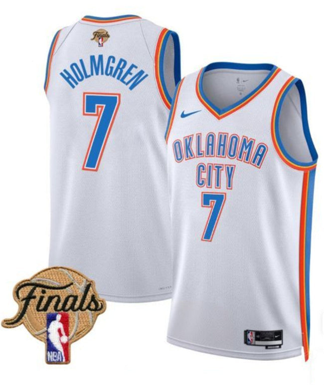 Oklahoma City Thunder #7 Chet Holmgren White 2025 Finals Association Edition Basketball Jersey basketball jersey product view 1