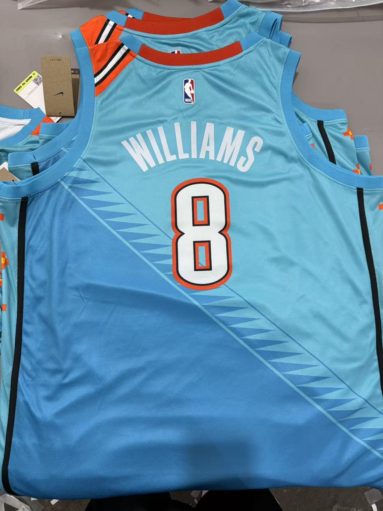 Oklahoma City Thunder #8 Jalen Williams 19 Season Thunder Team City Blue Basketball Jersey basketball jersey product view 1