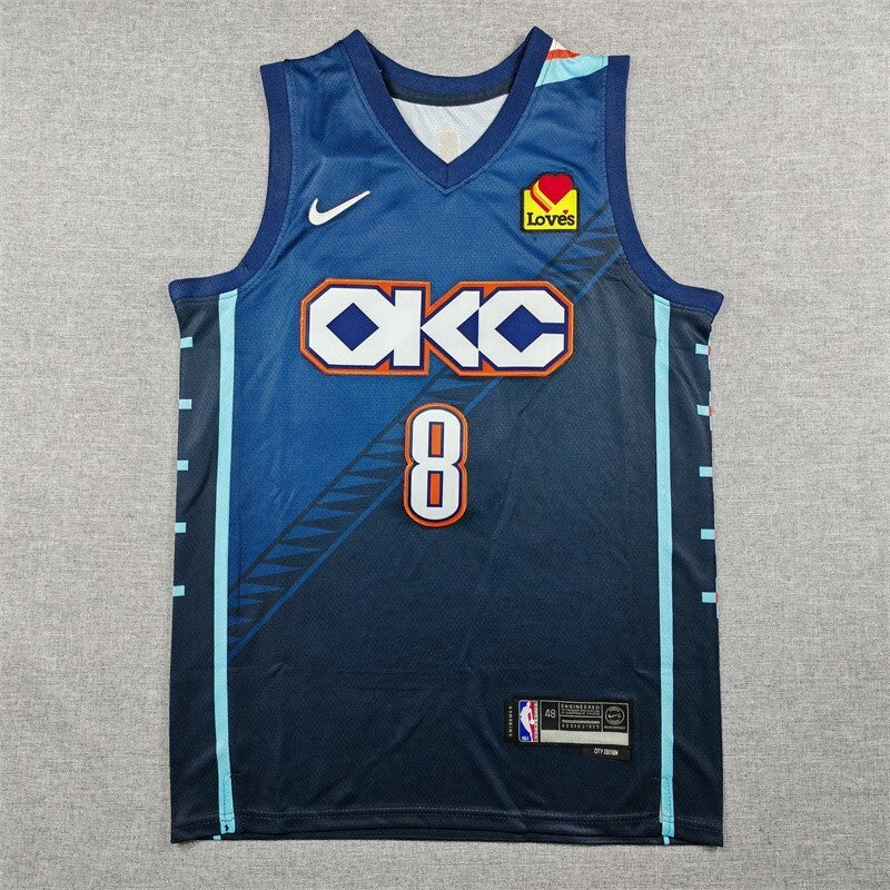 Oklahoma City Thunder #8 Jalen Williams 26 Thunder 8 Blue City Edition Style 2 Basketball Jersey basketball jersey product view 1