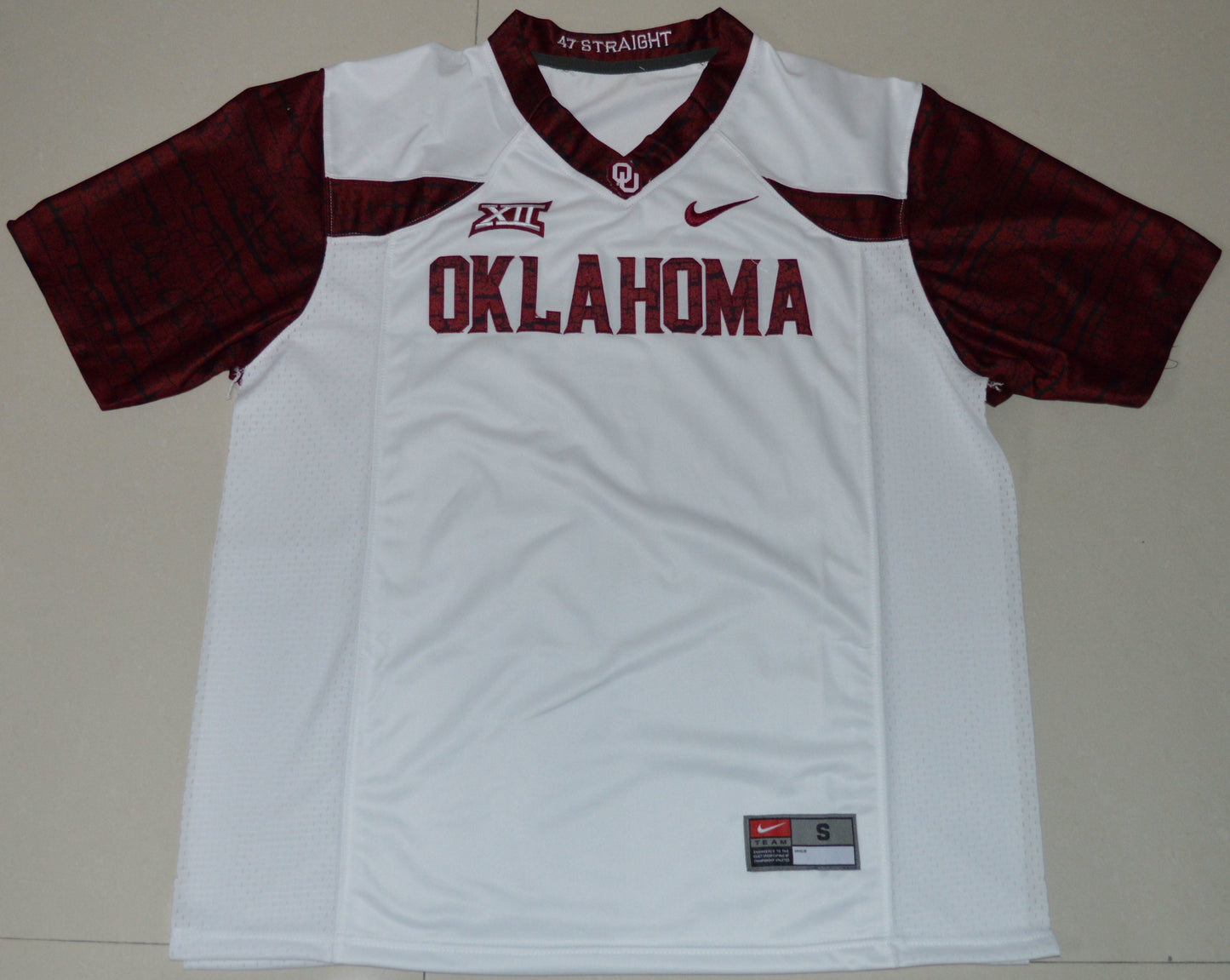 Oklahoma Print Edition Blank White Front College Football Jersey football jersey product view 1