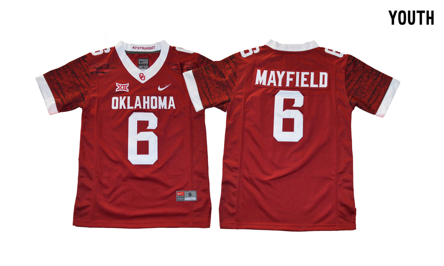 Oklahoma Sooners 6 Youth Red College Football Jersey football jersey product view 1