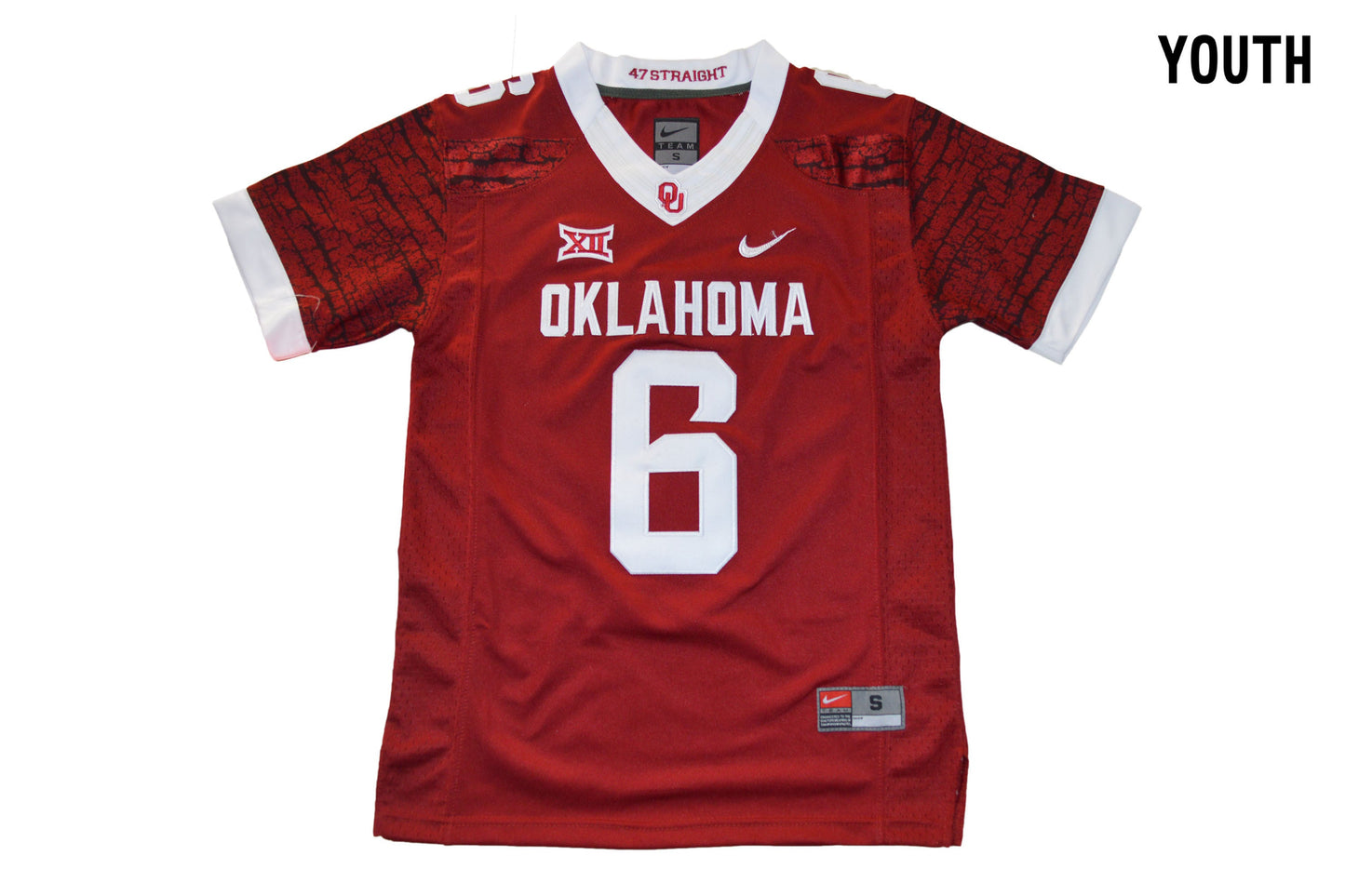Oklahoma Sooners 6 Youth Red Front College Football Jersey football jersey product view 1