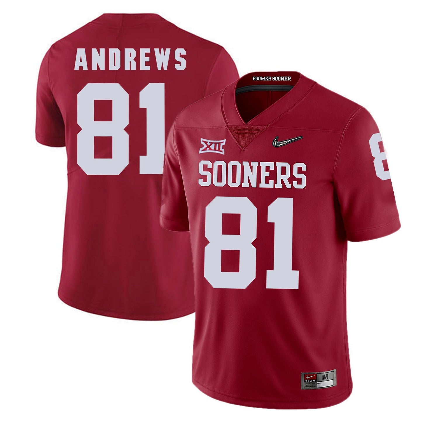 Oklahoma Sooners Mark Andrews 81 Diamond Edition College Football Jersey football jersey product view 1