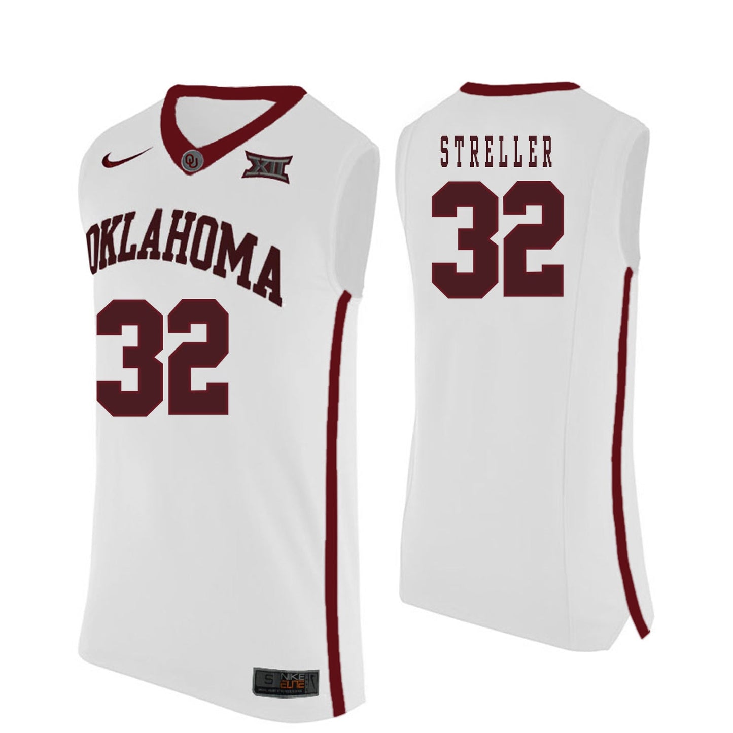 Oklahoma Sooners STRELLER 32 White College Football Jersey football jersey product view 1