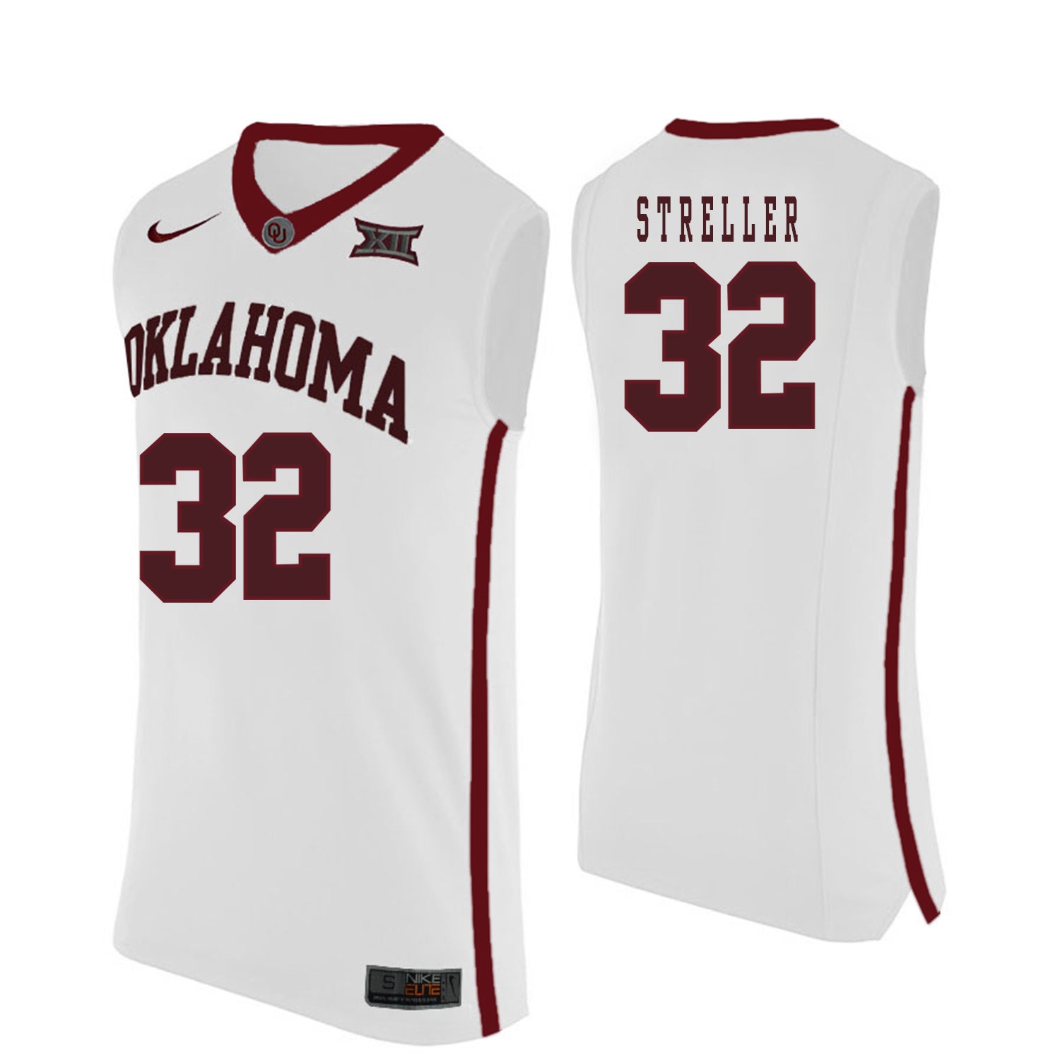 Oklahoma Sooners STRELLER 32 White College Football Jersey football jersey product view 1