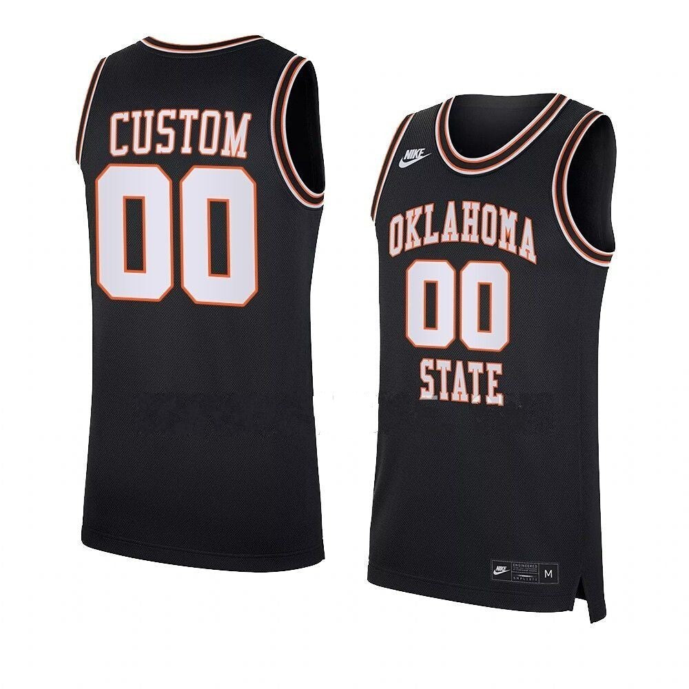 Oklahoma State Cowboys Custom Retro Basketball Replica Jersey Black_conew1 College Football Jersey football jersey product view 1