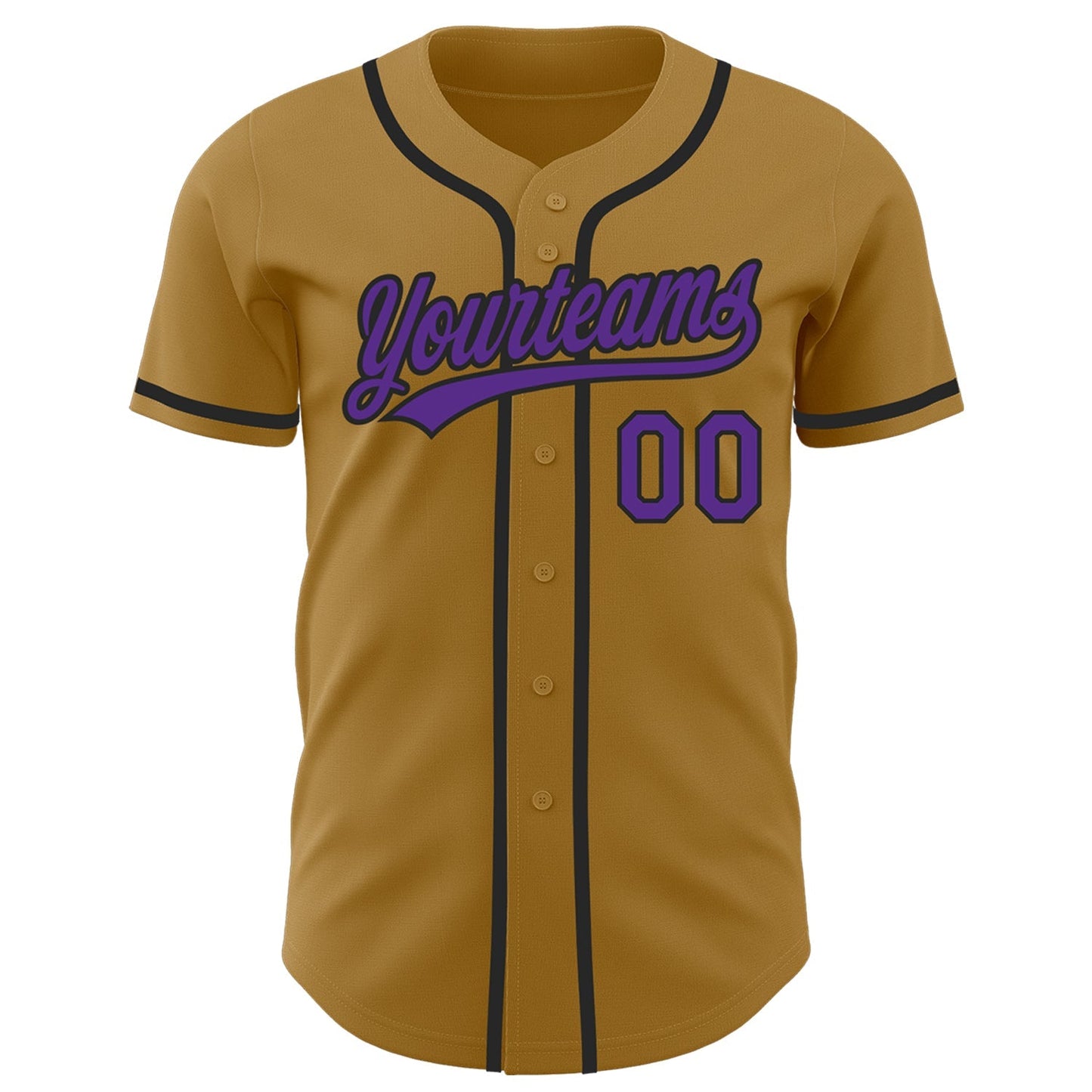 Custom Old Gold Purple-Black Authentic Baseball Jersey baseball jersey product view 2