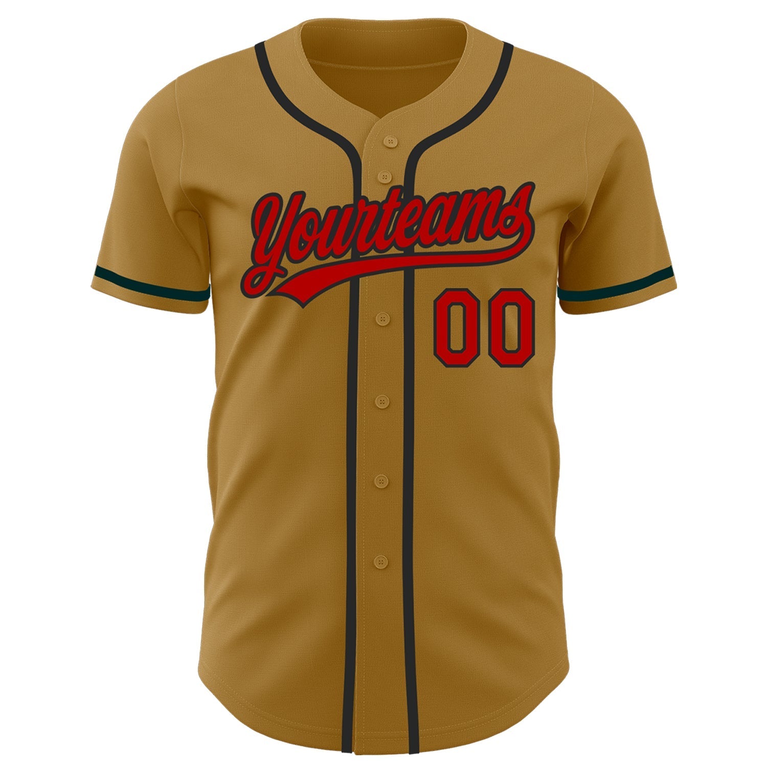 Custom Old Gold Red-Black Authentic Baseball Jersey baseball jersey product view 2