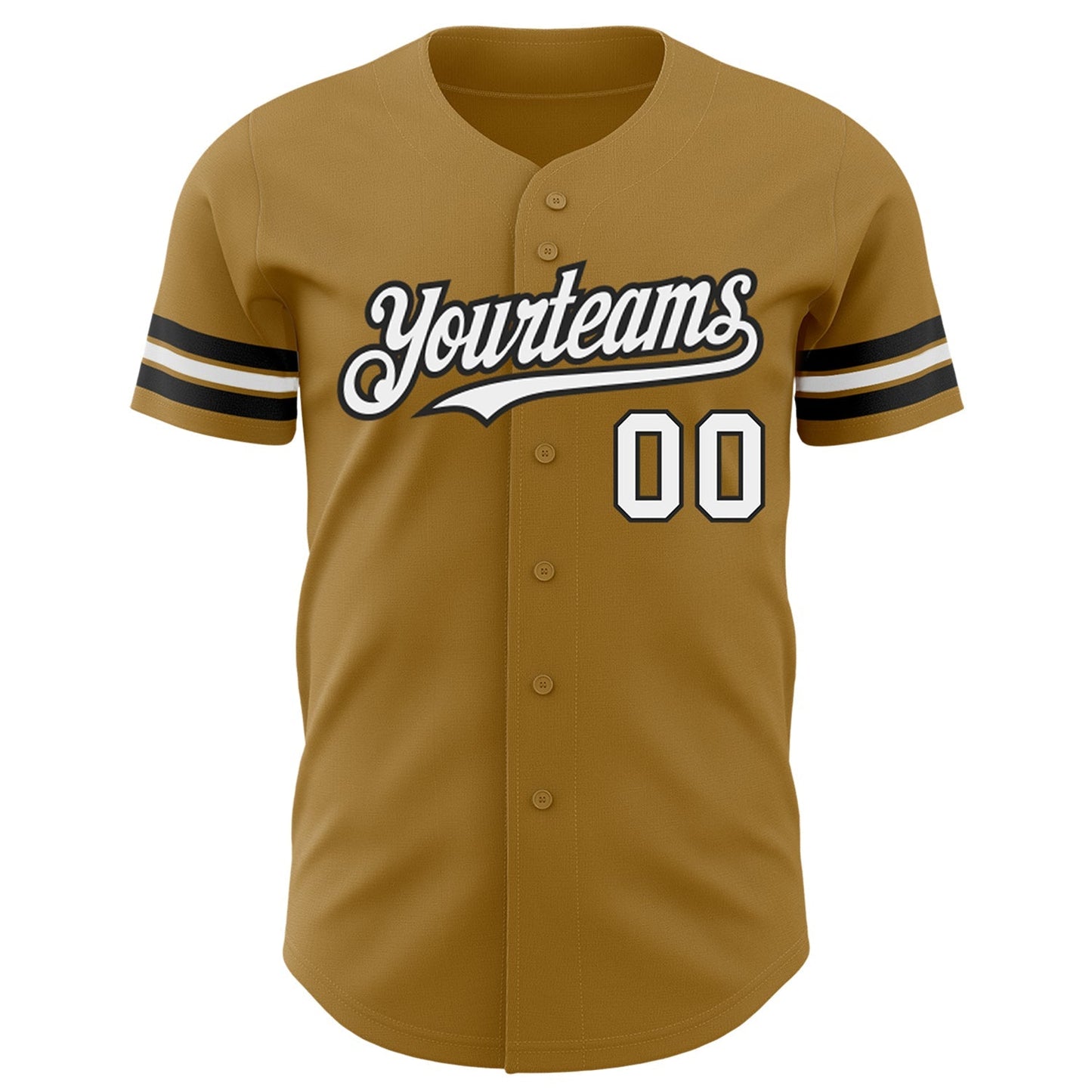 Custom Old Gold White-Black Authentic Baseball Jersey baseball jersey product view 2