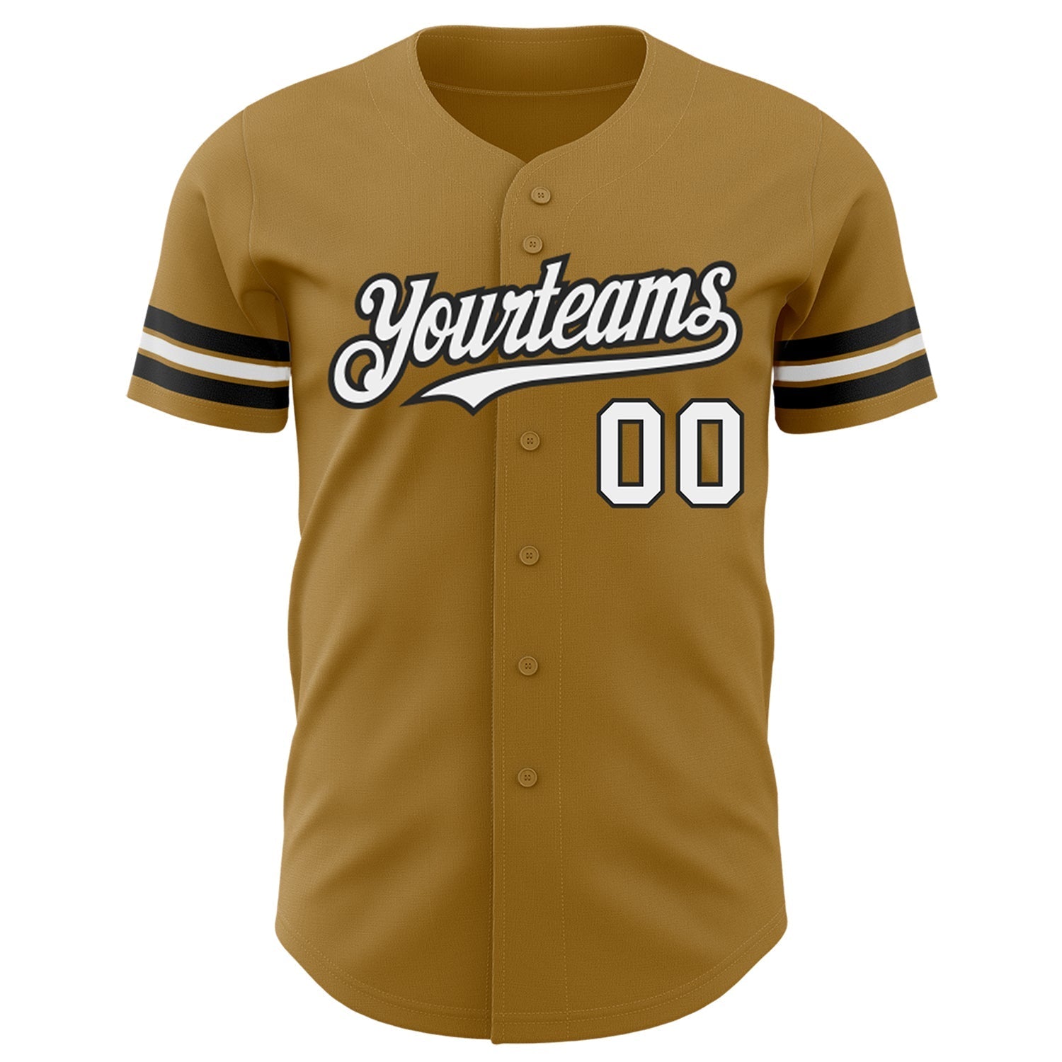 Custom Old Gold White-Black Authentic Baseball Jersey baseball jersey product view 2