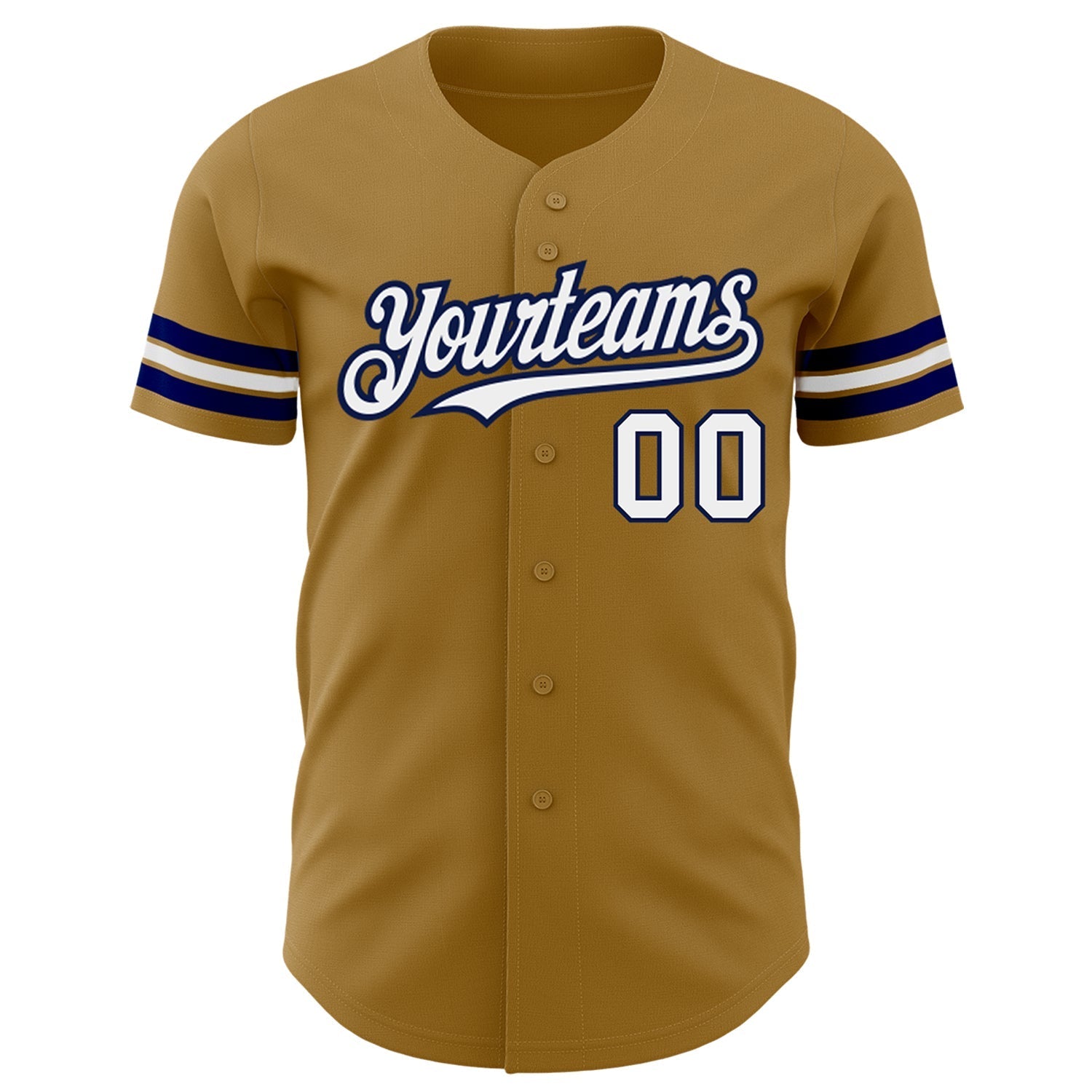 Custom Old Gold White-Navy Authentic Baseball Jersey baseball jersey product view 2