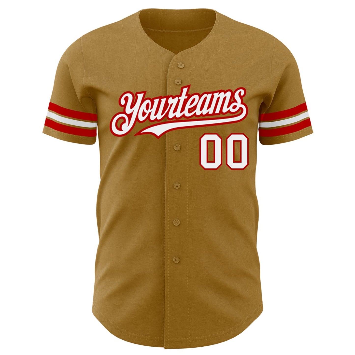 Custom Old Gold White-Red Authentic Baseball Jersey baseball jersey product view 2