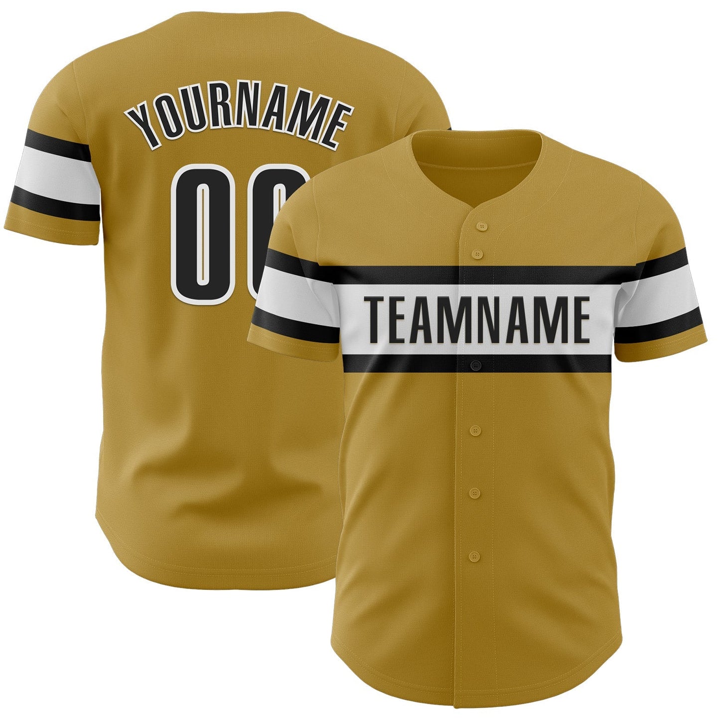 Custom Old Gold Black-White Authentic Baseball Jersey baseball jersey product view 1