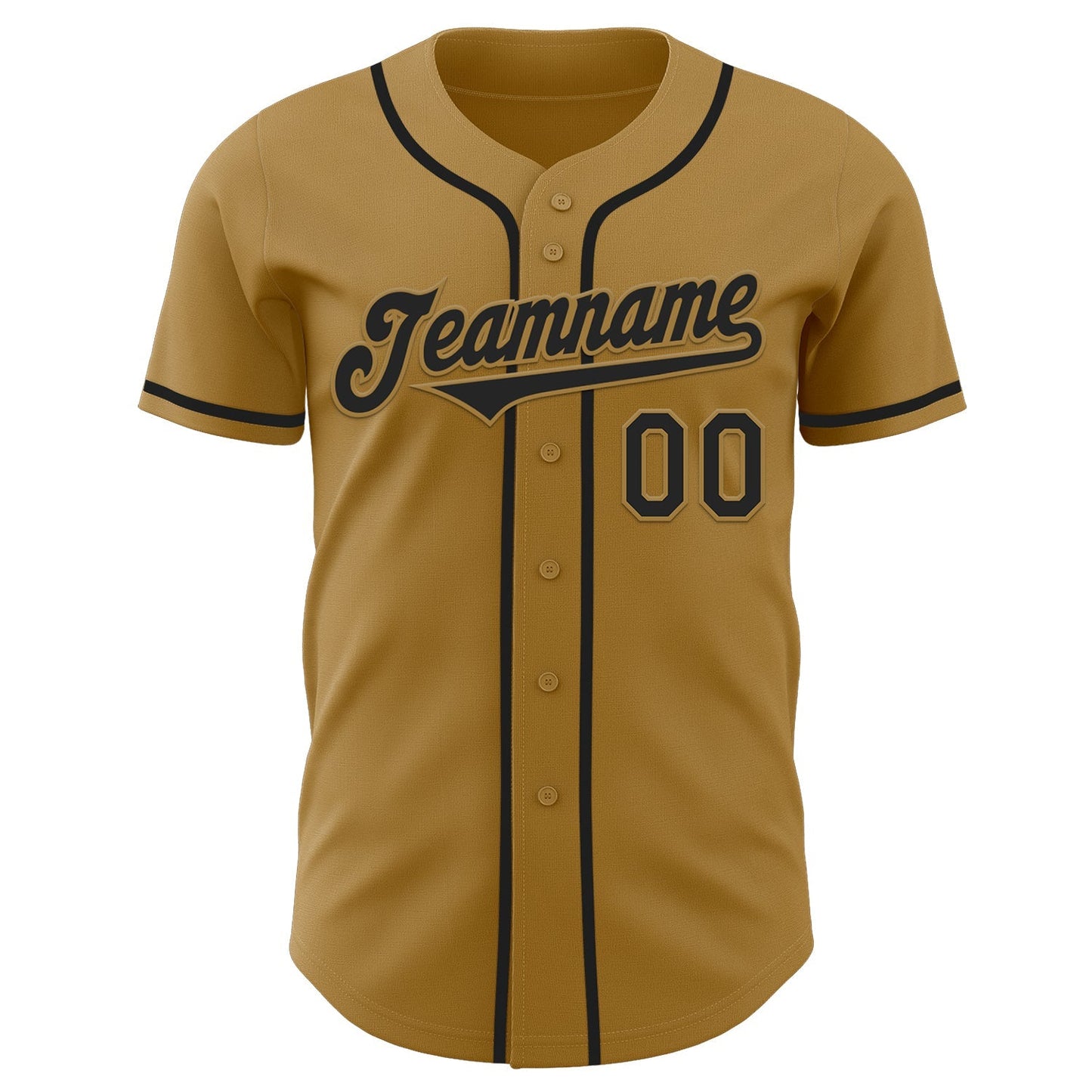 Custom Old Gold Black Authentic Baseball Jersey baseball jersey product view 2