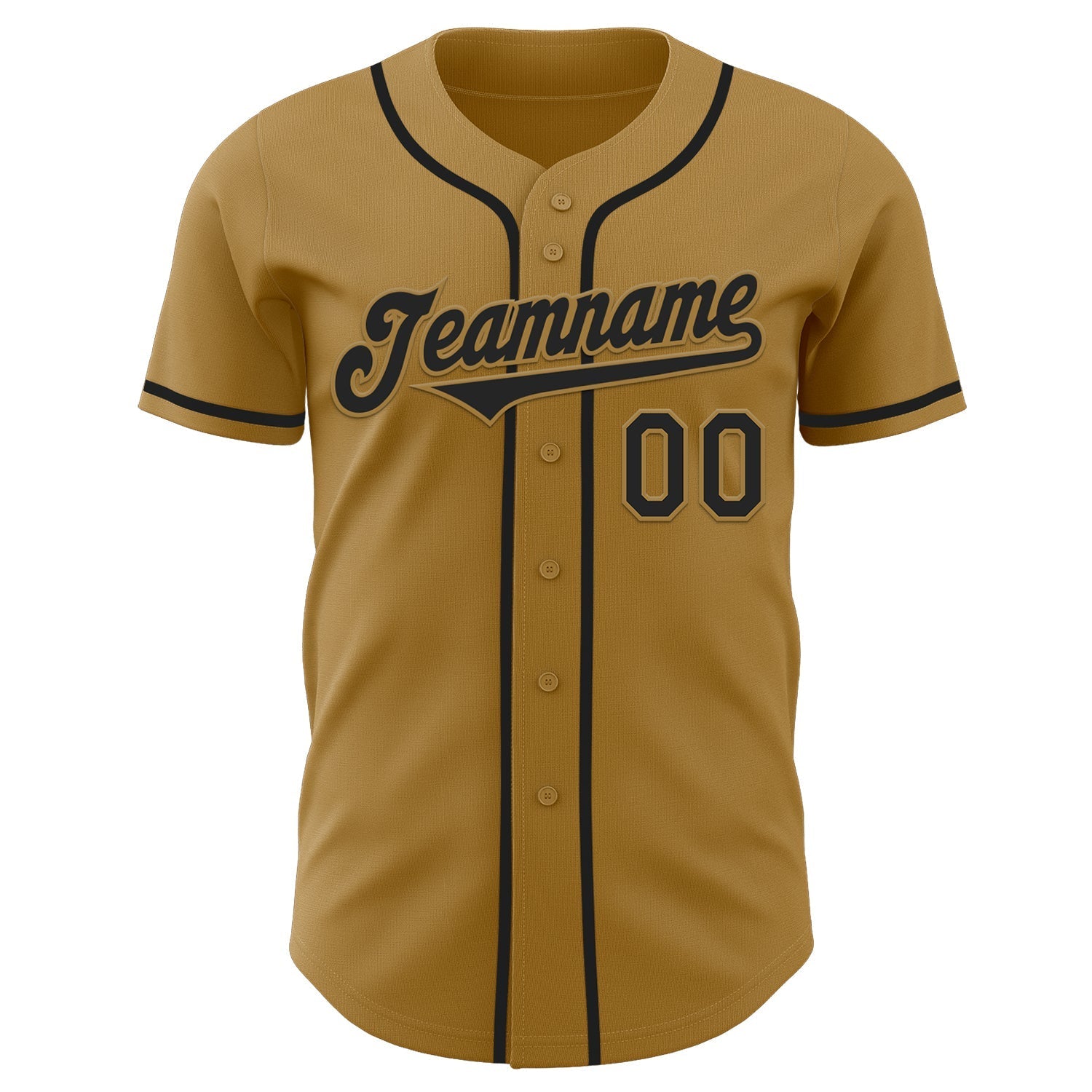 Custom Old Gold Black Authentic Baseball Jersey baseball jersey product view 2